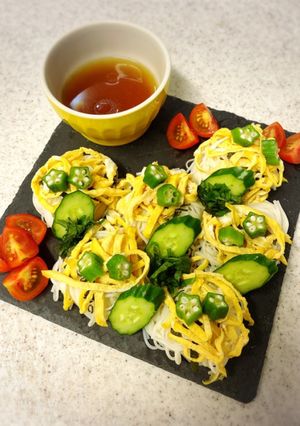七夕っぽく♪そうめんの盛り付け-レシピのメイン写真