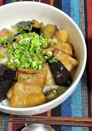 なすと豚バラの照り焼き丼-レシピのメイン写真