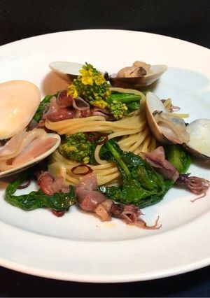 菜の花と蛤とホタルイカのパスタ-レシピのメイン写真
