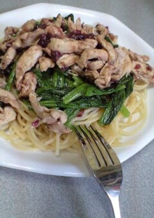 簡単!梅ささみパスタ(・∀・)ノ-レシピのメイン写真