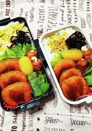男子高校生エビカツと胡麻和え弁当-レシピのメイン写真