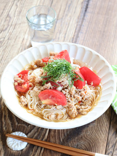 トマトと鶏そぼろそうめん-レシピのメイン写真