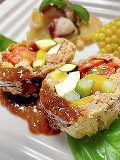 【ポリ袋で簡単】夏野菜のミートローフ-レシピのメイン写真