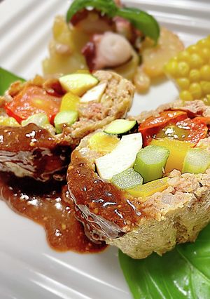 【ポリ袋で簡単】夏野菜のミートローフ-レシピのメイン写真