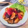 揚げない唐揚げdeナスとトマトの炒め物