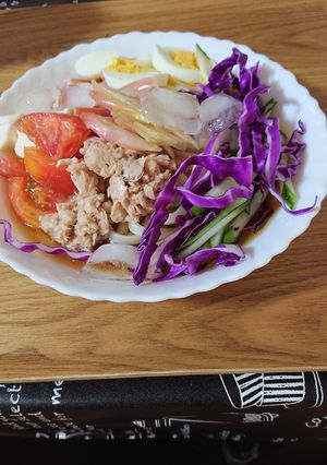 カラフルな冷たいうどん。-レシピのメイン写真