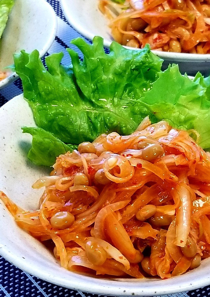 切って和えるだけ♪玉ねぎとキムチ納豆♪-レシピのメイン写真