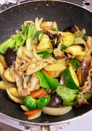 豚こまと夏野菜のカレー風味炒め-レシピのメイン写真