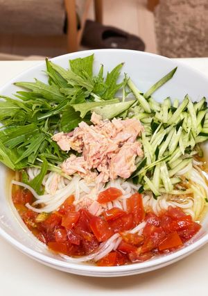 トマト中華スープのひやむぎ-レシピのメイン写真