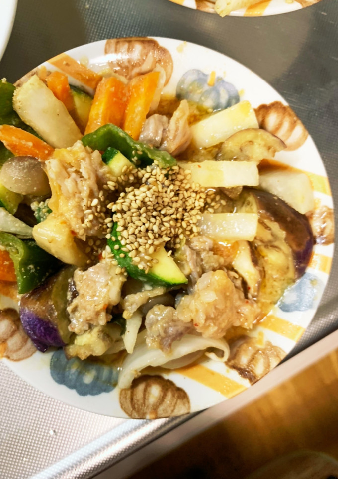 簡単韓国風スープ炒味豚こま大根青椒肉絲風-レシピのメイン写真