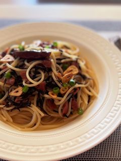 梅とひじきのペペロンチーノ-レシピのメイン写真