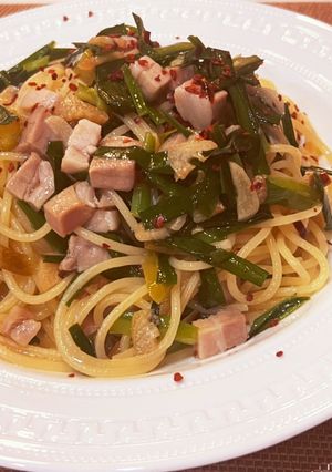 ニラと青唐辛子の韓国風ペペロンチーノ-レシピのメイン写真