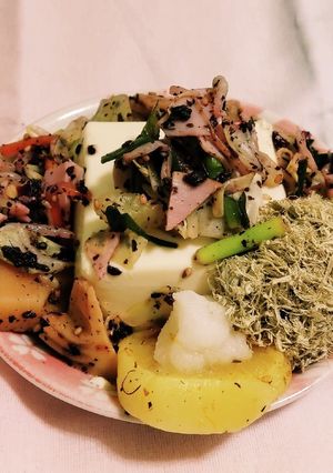 冷奴筍/カットもやし･きゃべつしそひじき-レシピのメイン写真
