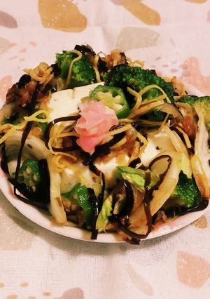 冷奴 ブロッコリー&玉葱スライスレタス-レシピのメイン写真