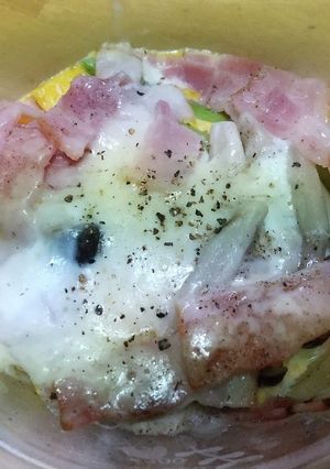 ベーコンとアスパラのレンチン卵添え-レシピのメイン写真