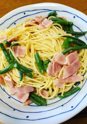 インゲンの豆乳麺つゆスパゲッティー-レシピのメイン写真