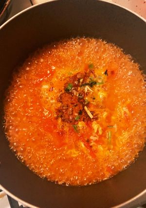 絶品!男のイタリア風トマト『辛ラーメン』-レシピのメイン写真