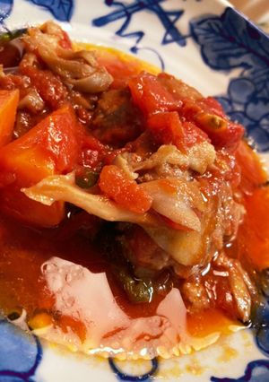 【ホットクック】ピーマン肉詰めトマト煮-レシピのメイン写真