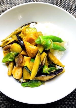 上湯で夏野菜カレー風味丼-レシピのメイン写真