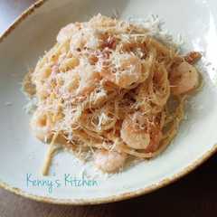 รูปของ 海老の焼き明太子パスタ
