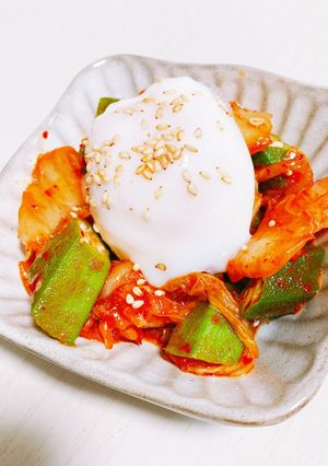 パパッと簡単おつまみ！オクラのキムチ和え-レシピのメイン写真