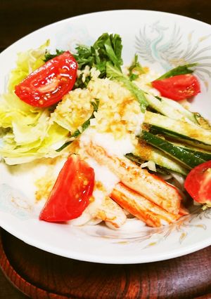 和風カニカマととろろの野菜冷やしうどん-レシピのメイン写真
