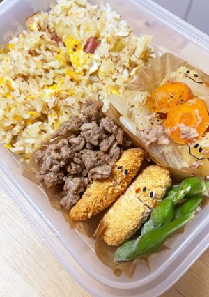 卵とベーコンチャーハン☆肉そぼろ弁当-レシピのメイン写真