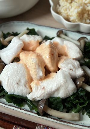ヘルシー♪茹で鶏のピリ辛マヨソースがけ-レシピのメイン写真
