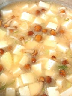 じゃがいも豆腐なめこ長ネギの味噌汁-レシピのメイン写真