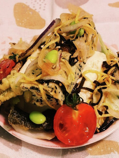 «冷奴 枝豆ひじき豆腐バー»玉葱ごま昆-レシピのメイン写真