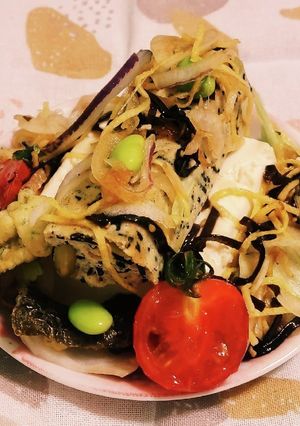 «冷奴 枝豆ひじき豆腐バー»玉葱ごま昆-レシピのメイン写真