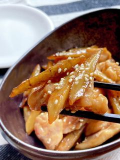 *鶏とごぼうの甘酢炒め*-レシピのメイン写真