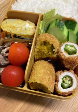 中1女子弁当アスメシ49かぼちゃコロッケ-レシピのメイン写真