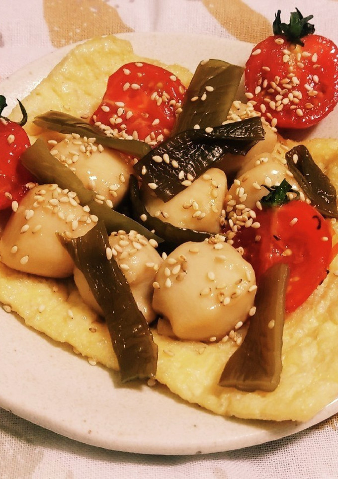 «薄揚げ～里いも煮～プチトマ～茎わかめ»-レシピのメイン写真