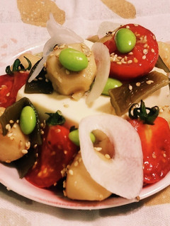 “冷奴”«里いもプチトマ 茎わか 枝豆»-レシピのメイン写真