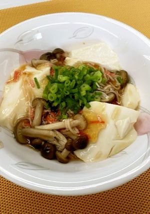 ヘルシー♪レンジで豆腐のきのこあんかけ-レシピのメイン写真