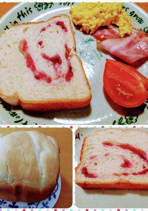 粒ジャムで作るいちごのうずまき食パン-レシピのメイン写真