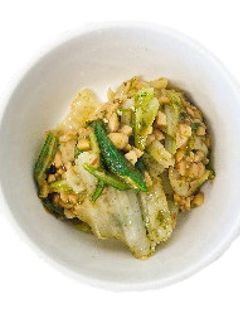 【保育園給食】キャベツとオクラの納豆和え-レシピのメイン写真