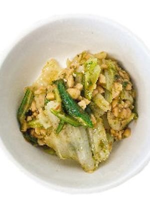 【保育園給食】キャベツとオクラの納豆和え-レシピのメイン写真