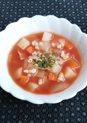 【学校給食】はとむぎ入りミネストローネ-レシピのメイン写真
