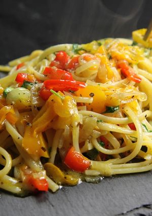 野菜パスタ　リングイニ・コン・ペペロネ-レシピのメイン写真