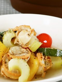 ベビーホタテと夏野菜のホットマリネ-レシピのメイン写真