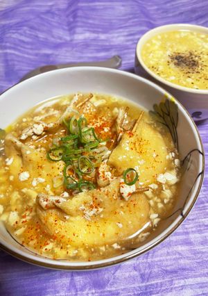 簡単味付けいなりダイエット飯？スープ付き-レシピのメイン写真