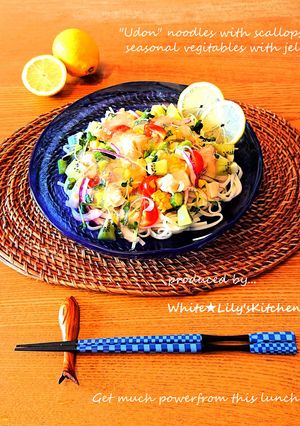 つめたい麺✨ホタテと夏野菜のジュレ仕立て-レシピのメイン写真
