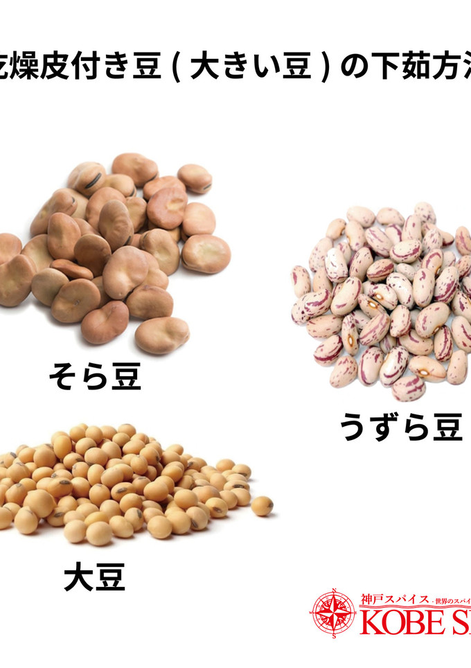 乾燥皮付き豆(大きい豆)の下茹方法-レシピのメイン写真