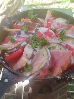 【キャンプ飯】ナスとトマトのチーズ焼き-レシピのメイン写真