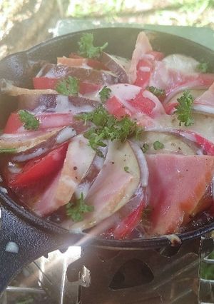 【キャンプ飯】ナスとトマトのチーズ焼き-レシピのメイン写真