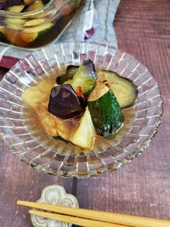 夏野菜♪なすとズッキーニの揚げ浸し-レシピのメイン写真