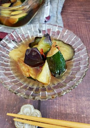 夏野菜♪なすとズッキーニの揚げ浸し-レシピのメイン写真