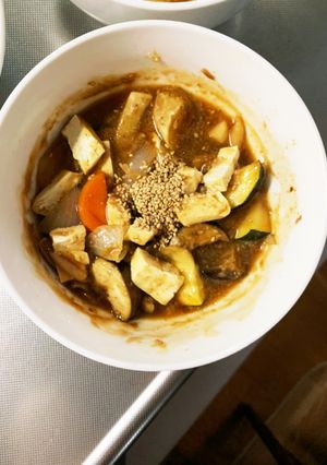 肉無豆腐茄子椎茸生姜あん炒味八宝菜風-レシピのメイン写真